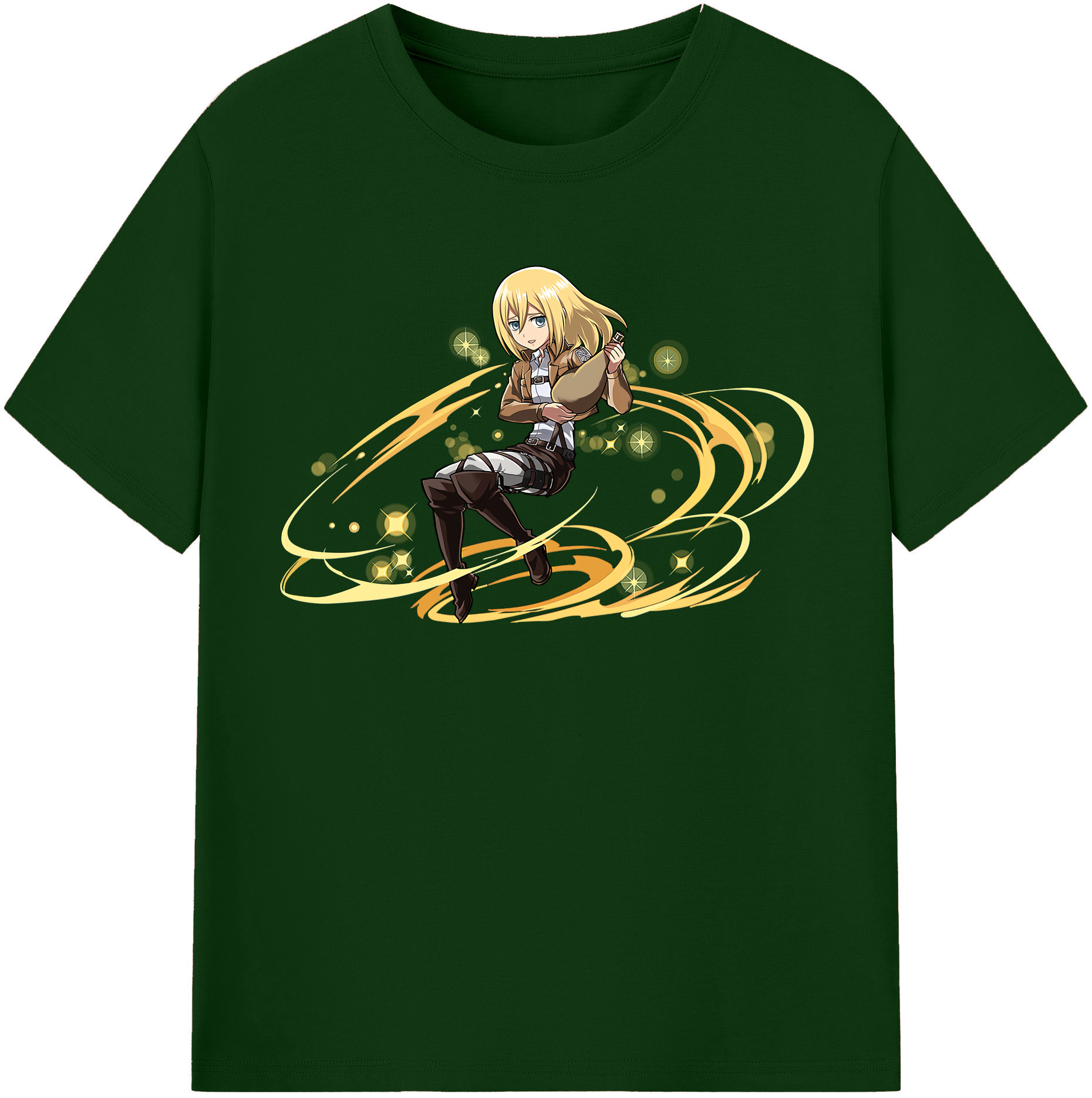 （画像用） 進撃の巨人 クリスタ·レンズ Attack on Titan Christa Lenz 綿100％半袖Tシャツ（フロントプリント）